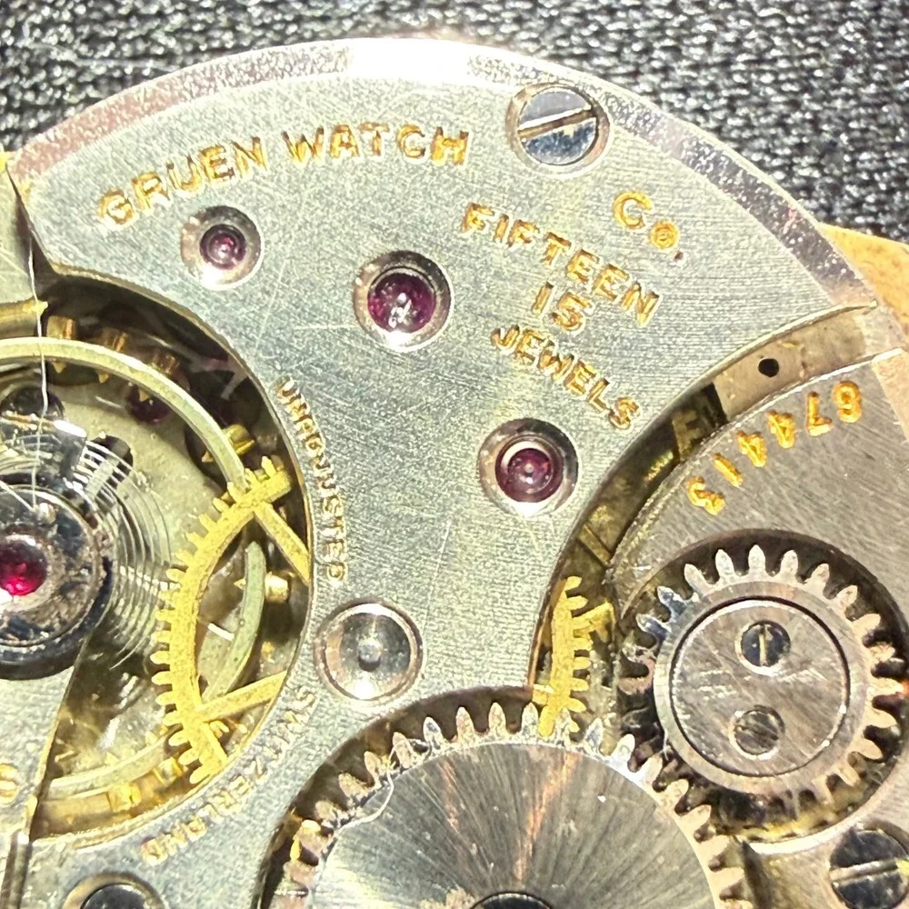 Gruen Vintage Art Deco Square Watch 15J Cal 411C Guildite Parts No Crystal